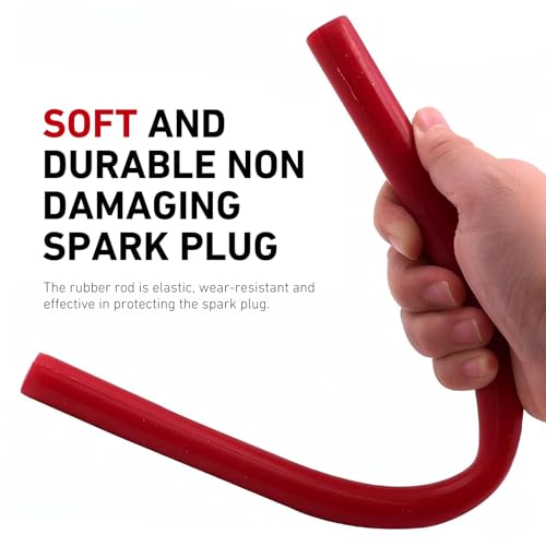 Car Spark Plug Socket, Portable Double-Hole Spark Plug Installation Removal Tool, Reusable Rubber Insulated Sleeve Wrench, Universal for Most Cars, Motorcycles (Red)