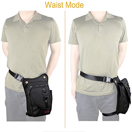 Larswon Thigh Pouch Bag - Tactical Waist Pack for Motorcycle, Waterproof Black - color: Black