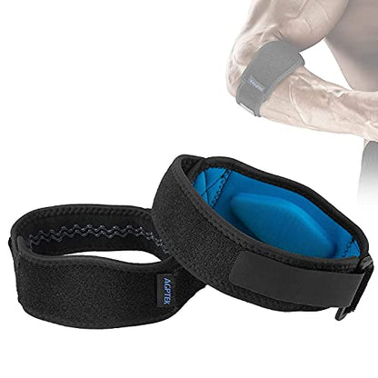 AGPTEK Elbow Brace for Tendonitis and Tennis Elbow 2 Pack, Tennis Golfers Elbow Support Arm Band Pain Relief Elbow Wrap Weightlifting Elbow Strap with Compression Pad for Men & Women - color: Blue