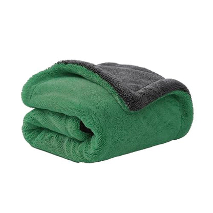 Extra Large Car Drying Towel, 36 Inches, 1300gsm,Super Absorbent Polyamide, Double-Twisted Design (Green and Grey) - color: Green and Grey