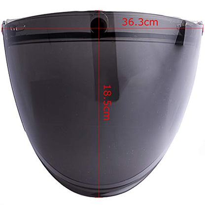 Universal 3 Snap-Button Visor for Open Face Motorcycle Helmet Wind Shield Flip Up Down (Smoke) - color: Smoke