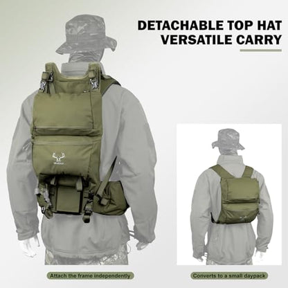 MOXULE Pro 5000 Frame Backpack - Meat Hauler Pack with Rain Cover for Outdoor- Lightweight, Green - color: Green 80l