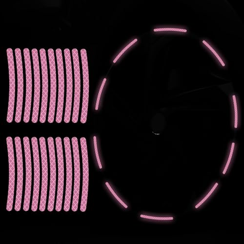 20PCS Car Wheel Reflective Decorative Strip,Night Safety Warning Stickers,Cars,Motorcycles,Bicycles are Applicable, Colorful and Diverse, a Street the Most Beautiful Car (Light Pink) - color: Light Pink