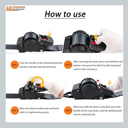 Heavy Duty Retractable Ratchet Tie Down Straps 2" x 13FT 2 Pack, 3500 lbs Break Strength Cargo Straps with Safety Lock S Hooks, No Tangle Tie Downs for Trailer Truck Motorcycle ATV Moving - color: Orange