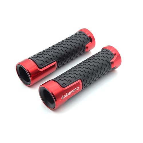 Motorcycle Handlebar Grips,CNC Aluminum Rubber Hand Grips Red