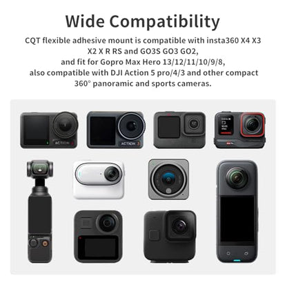 CQT Flexible Adhesive Mount Kit Motorcycle Helmet for DJI OSMO Action 6 5 4 pro 360, insta360 X5 X4 X3 one RS for GoPro Max 360 Panoramic Camera Hero 13/12/11/10/9/8 Sports Camera Accessories (2)