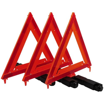 RoadPro RP9113PK 3 Pack Warning Triangle DOT Approved 17x17-Inch Reflective Warning Road Safety Triangle Kit-Orange