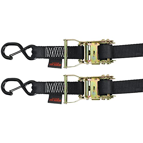 Extreme Max 5900.1145 Utility Ratchet Tie-Down Strap - 1.5", 2000 lbs., Pack of 2