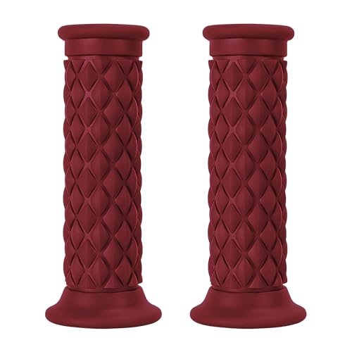 Motorcycle Grips Non Slip Rubber Bar End Thruster Grip 7/8" 22mm 24mm Motorcycle Comfort Hand Handlebar Grip Thruster Grip - color: Vintage Red, size: Open Bar End-7/8"&1"(22mm&24mm)