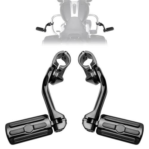 Motorcycle Adjustable Highway Pegs,1.25" Highway Foot Pegs for Harley Davidson Touring Road King Road Glide Street Glide Electra Glide Dyna Sportster Softail fits 32mm Engine Guard, Black - color: B02-Black, size: Long