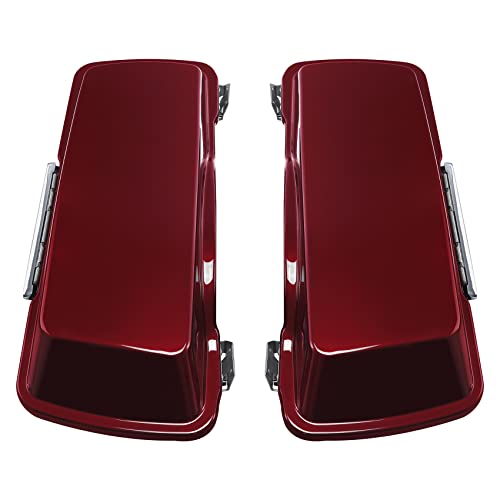 TCMT Hard Saddle bags Saddlebag Trunk W/Latch Keys & Liners Carpet Insert Fits For Harley Touring Road Glide Road King Street Glide Electra Glide Untra FLHT FLHR FLHX 1994-2013 - color: Dark Red Chrome Latches