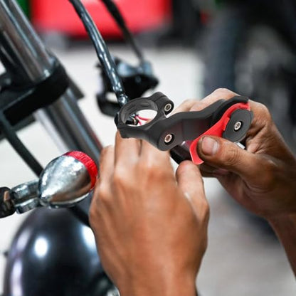 Motorcycle Phone Mount with High Frequency Vibration Dampener and Dual Spring Shock Absorber, Adjustable Red Bike Cellphone Holder Compatible with Motorbike and Scooter Riding
