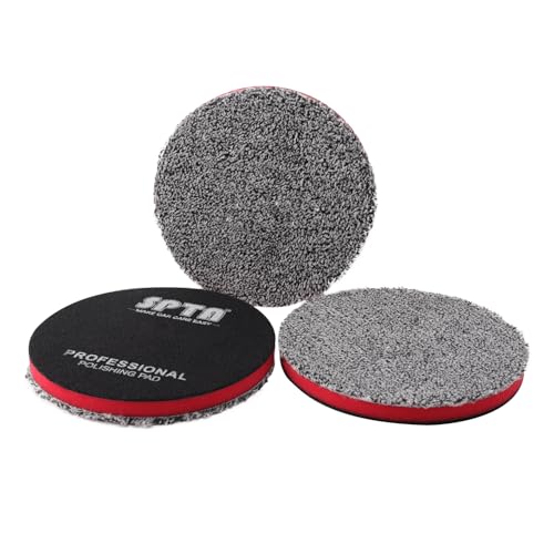 SPTA 5"(125MM) Microfiber Cutting Pads, 3PCS Soft Microfiber Wax Removal Pad, Detailing Wax Applicator Pad, for Waxing and Polishing&Scratch and Vortex Removal, Ultrafine Fiber - color: Gray 5 Inch Sets