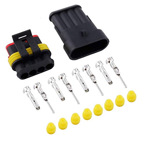 MUYI 10 Kit 4 Pin Way Waterproof Electrical Connector 1.5mm Series Terminals Water Resistend - style: 4pin connector(10 sets)