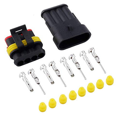 MUYI 10 Kit 4 Pin Way Waterproof Electrical Connector 1.5mm Series Terminals Water Resistend - style: 4pin connector(10 sets)