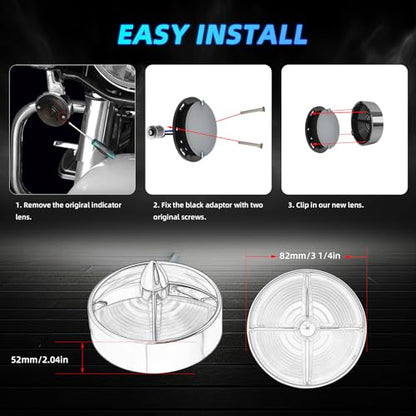 Motorcycle 1156 LED Turn Signals With 3 1/4" Red Tail Light Lens Covers 2 Pack, Retro Turning Lamp Universal Fit Harley Softail Road King Street Glide Sportster Fatboy Deluxe Bikes Accessories - color: 3 1/4" round Red lenses with 1156 LED