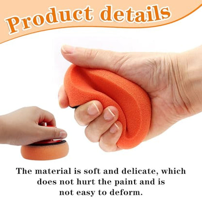6 Pcs Car Sponge Polishing Pads Professional Wax Applicator Pads with Handle for Car Polishing