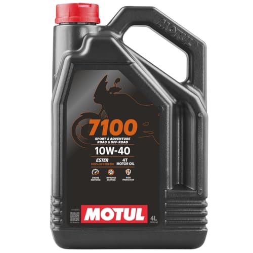 Motul 7100 4T 10W-40 Full Synthetic Motorcycle Oil - Ester Technology - API SP JASO MA2 Wet Clutch Safe - Engine and Gearbox Protection for Street Sport Adventure 4L - color: 10W-40, size: 4L