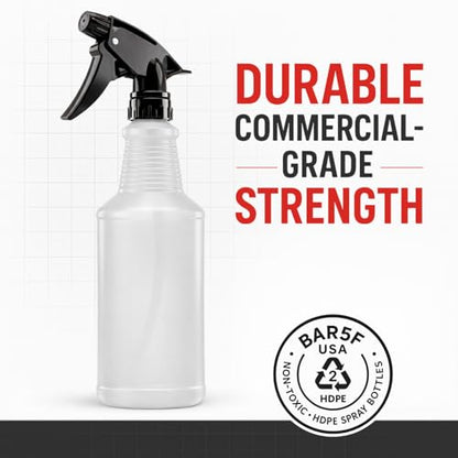 Bar5F Spray Bottles, 24oz, 3 Pack, Chemical-Resistant, BPA-Free, Compatible with Vinegar, Rubbing Alcohol, Cleaning Solutions, Non-Toxic HDPE Bottle for Plants, Pet, BBQ, Auto Detailing, Made in USA