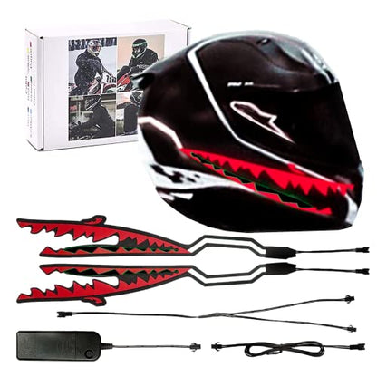 Motorcycle Flash Light Strip for Night Riding, Shark Shape EL Signal Wire Light for Motorcycle Red