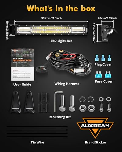 Auxbeam 6 Modes Amber White Series 22Inch 120W LED Light Bar Dual Color Strobe Light Spot Flood Combo Flashing Warning Signal Off-Road Lighting for 4x4 SUV UTV ATV Trucks - color: 22"