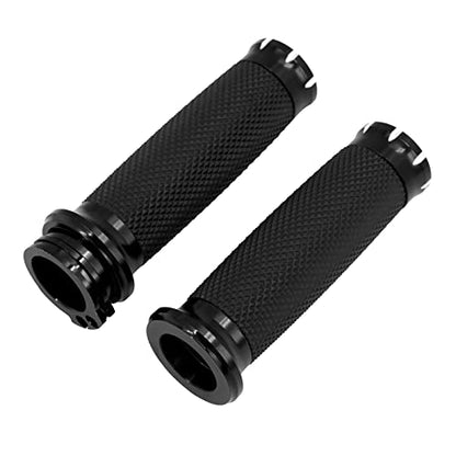 1 inch Handlebar Grips 25mm Aluminum Defiance Cable Throttle Hand Grips Compatible with Harley Touring Softail Dyna Sportster XL883 1200 XR VRSC - color: Black-Electronic Throttle