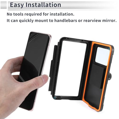 Motorcycle Phone Mount Holder ABS Aluminum Alloy PC for Rearview Mirror Mount Fits 4.7"-7"/119.38x177.8mm Smartphones Black