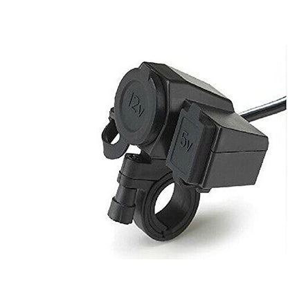 12V Car Charger Motorcycle Handlebar Clamp Charger Waterproof IP67 Charger Cigarette Lighter USB Power Port Outlet Socket Charger
