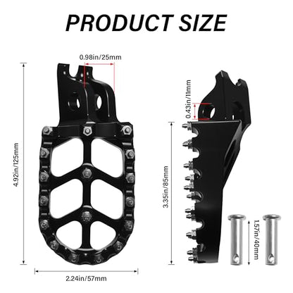 Dirt Bike Foot Pegs,Replaceable Footpegs CNC Machined Aluminum Wide Platform with Springs for CRF150R CRF250R CRF450R CRF250X CRF450X CRF300L CRF250L CR125 CR250 CRF1000L (Black) - color: Black