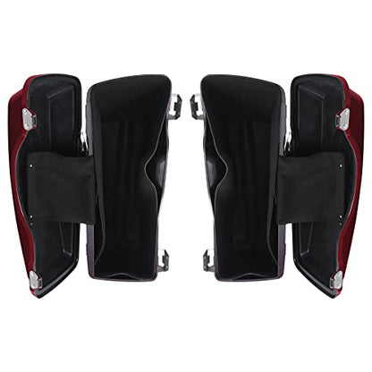 TCMT Hard Saddle bags Saddlebag Trunk W/Latch Keys & Liners Carpet Insert Fits For Harley Touring Road Glide Road King Street Glide Electra Glide Untra FLHT FLHR FLHX 1994-2013 - color: Dark Red Chrome Latches