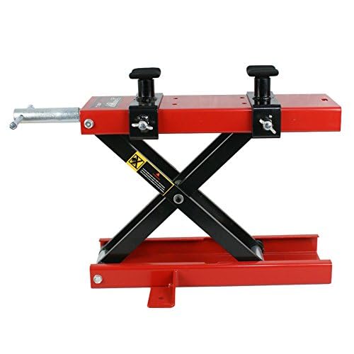 ZENY Motorcycle Lift, Motorcycle Center Scissor Lift Jack with Saddle & Safety Pin, 1100 LBS Capacity Steel Jack Hoist Stand for Motorcycles, ATVs, Dirt Bike