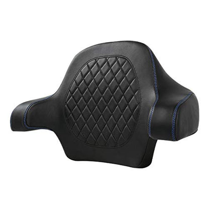 C.C. RIDER Black Diamond Sissy Bar - Wrap-around King Chopped Trunk Backrest Pad fit for Harley Touring Tour Trunk Road King FLHR Street Glide FLHX Road Glide FLTRX 2014-2024 - color: 04# Blue Passenger Backrest