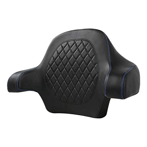 C.C. RIDER Black Diamond Sissy Bar - Wrap-around King Chopped Trunk Backrest Pad fit for Harley Touring Tour Trunk Road King FLHR Street Glide FLHX Road Glide FLTRX 2014-2024 - color: 04# Blue Passenger Backrest