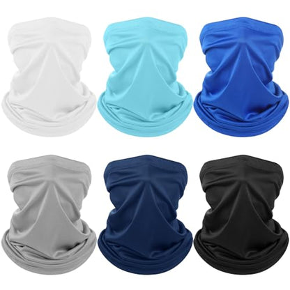 Geyoga 6 Pieces Summer UV Protection Cooling Neck Gaiter Face Clothing Neck Gaiter Mask Scarf Sunscreen Breathable Bandana - color: Blue