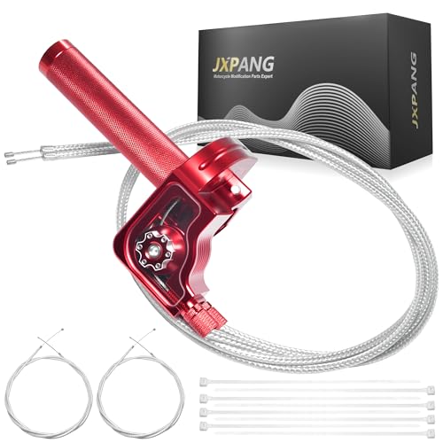 Universal 7/8" Big Twist Throttle Assembly, Dual Push-Pull Cable with Transparent Window for 110-650cc Dirt Pit Bike, Motocross, ATV & Quad, CNC Aluminum Quick Twister Throttle Grip (Red) - color: Red