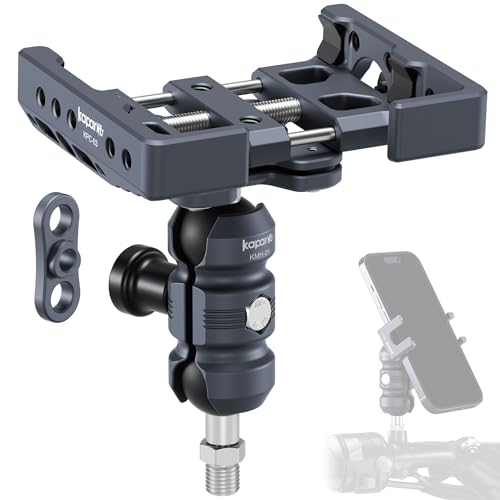 Shock-Absorbing Phone Clip Kit with M10 Screw for Mirror Install, 25mm Ball Head & Anti-Theft Double Socket Arm, 360° Adjustable Motorcycle Phone Holder, Compatible with Tricycle/ATV (KPS-22) - color: KPS-22-25mm Ball-M10 Screw-Mirrors Install-with VD