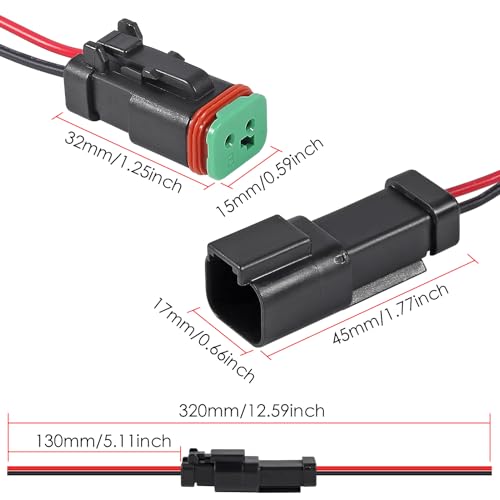 6Pcs 2 Pin DT Connector Car Electric Plug Connector Wire Harness Auto Waterproof Male Female Automotive Electrical Connector Auto Plug with 2 Wire for Car Truck Boat - size: 6pcs 2 pin DT