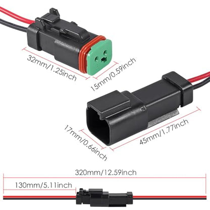 6Pcs 2 Pin DT Connector Car Electric Plug Connector Wire Harness Auto Waterproof Male Female Automotive Electrical Connector Auto Plug with 2 Wire for Car Truck Boat - size: 6pcs 2 pin DT