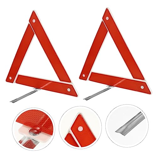 KOMBIUDA 2Pcs Auto Warning Triangle Compact Car Safety Tool Road Emergency Sign Reflective Warning Triangle for Vehicles Easy to Use Store