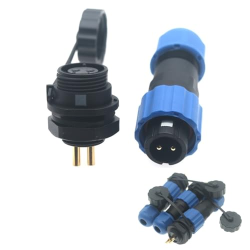 SD13 IP68 1-7 PIN Waterproof Power Connector, High Voltage Circular Industrial Electrical Cable Wire Connector Plug, Rear Nut Panel Socket (3, Rear nut Male Plug, 2pin) - color: Rear nut male plug, size: 2pin
