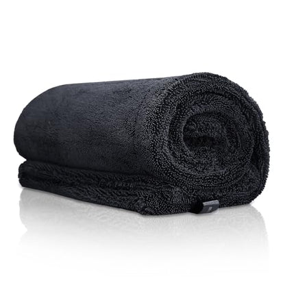 2-Pack 24" x 36" 11.8" x 11.8" Twisted-Loop Car Drying Towel 1500GSM Microfiber Cleaning Cloth for Car Trucks Motorcycles Streak Free Lint Free Ultra Absorbent Washing Cloth for Kitchen Window (Grey)