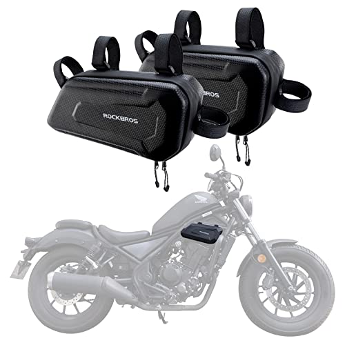 ROCKBROS Triangle Side Bag - EVA Hard Shell Motorcycle Storage Bags, Water-resistant Tail Bag 2Pcs - color: Black