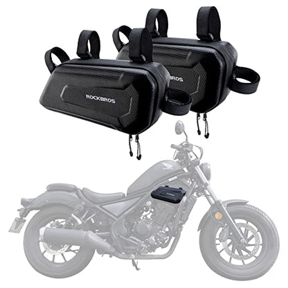 ROCKBROS Triangle Side Bag - EVA Hard Shell Motorcycle Storage Bags, Water-resistant Tail Bag 2Pcs - color: Black