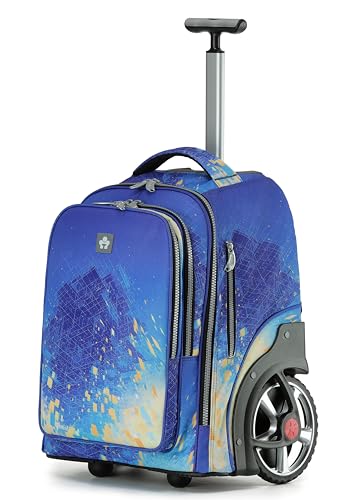 NEW TILAMI 20" Rolling Backpack for Teens Adults, Climbing Stairs Waterproof Backpack with Wheels for School Business Trave Camping with Laptop Compartment, Fit 17 Inch Laptop, Chill Blue Print - color: Chill Blue Print