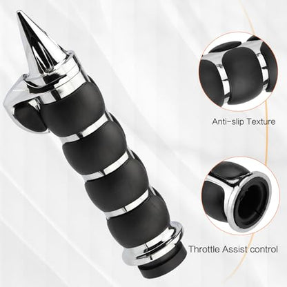 Motorcycle Hand Grips 1 Inch 25MM Handlebar Grip Throttle Non-Slip Universal Compatible with Harley Davidson Dyna Sportster 883 Road King Electra Glide Street Glide - color: Chrome-G