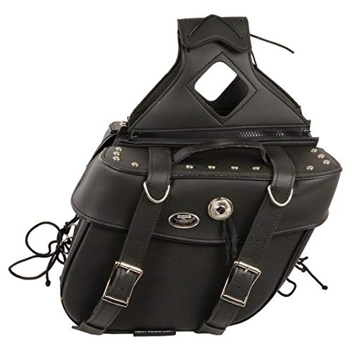 Milwaukee Leather SH629ZB Black Zip-Off PVC Motorcycle Throw Over Saddlebags with Rivets - One Size