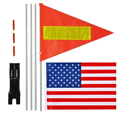 Bike Safety Flag with Pole, 6-Foot Adjustable Height Sturdy Fiberglass Tear-Resistant Waterproof Orange Safety Flag (Yellow) - color: Yellow