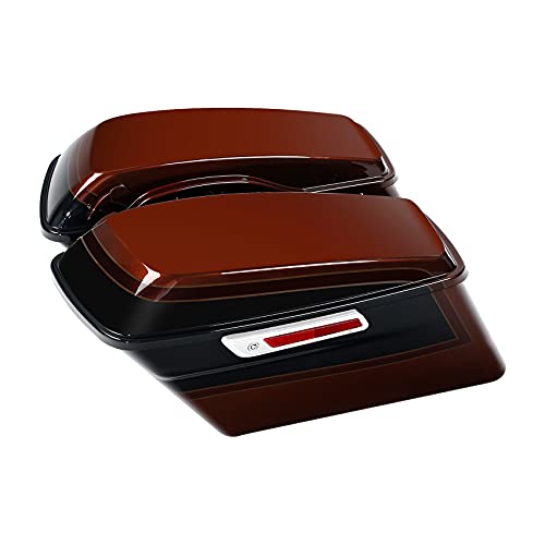 HR3 Auburn Sunglo & Black Hole With Rich Bourbon Hard Saddlebags Compatible with 2019 CVO Limited FLHTKSE (Replace for OEM) Fit for 2014-2023 Harley Touring Models - color: Auburn Sunglo & Black Hole With Rich Bourbon