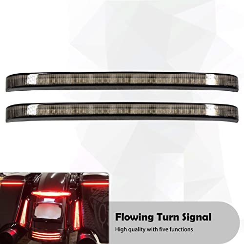 Motorcycle Saddlebag Latch Lights Cover & Sequential Brake Turn Signals Tail Light Set Fit for Harley Touring Street Glide Electra Glide Road Glide Road King Ultra Limited 2014-2022 Smoke
