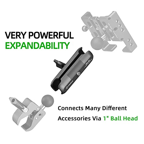 FANAUE Double Socket Arm Compatible with RAM Mount B Size Ball Head and Bike Motorcycle Phone Holder, Fits Industry All Standard 1" Ball Adapters (DA-90)